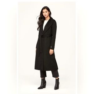 NWT Brand New SOIA & KYO Adelaida Long Wool Belted Coat Black size M